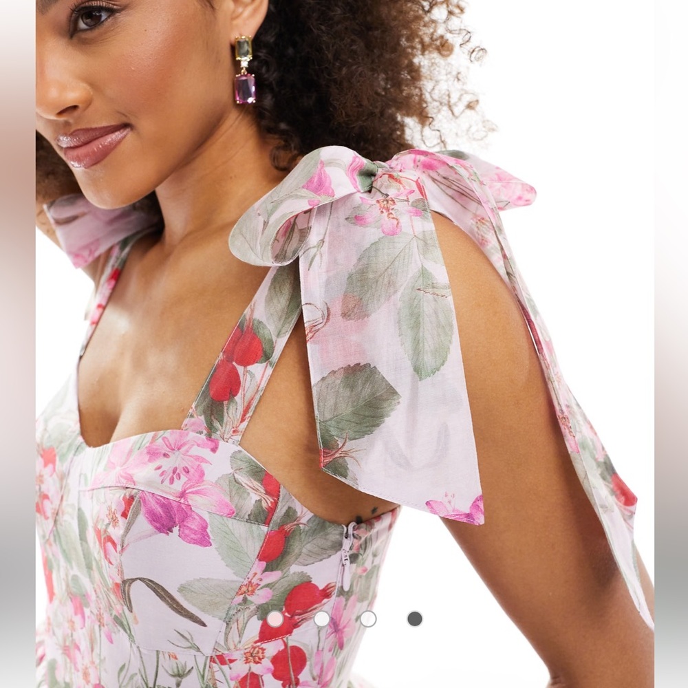 & Other Stories Corset front Tiered Floral Ruffled maxi Dress size 12 NWOT - Picture 3 of 12